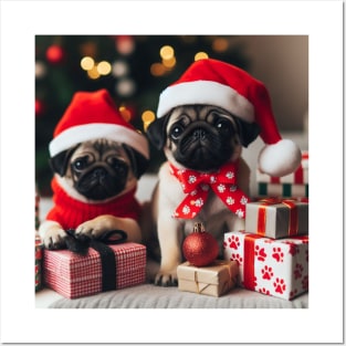 Pug Dog Christmas Posters and Art